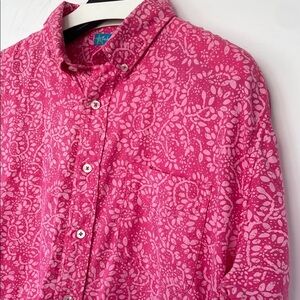 Fresh Produce Pink Paisley Cotton Long Sleeve Button Down Top Medium